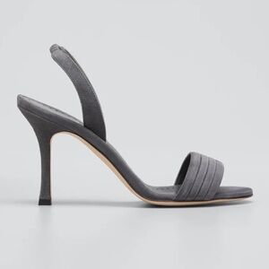 Manolo Blahnik Vergasil Suede Leather Slingback Sandals Size 37